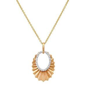 Sunburst Oval Diamond 14K (or 18k upon request) Yellow Gold Pendant Necklace